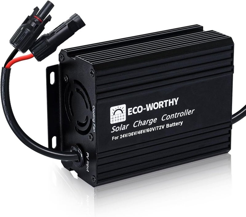 ECO-WORTHY 12A Boost MPPT Solar Charge Controller Solar Panel Regulator for 48V/60V/72V Lead-Acid, LiFePO4, Gel, Flooded Batteries .etc in Golf Cart Electric Vehicles and Solar System - Image 1